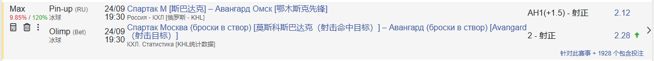 带有黄色标签的中间投注